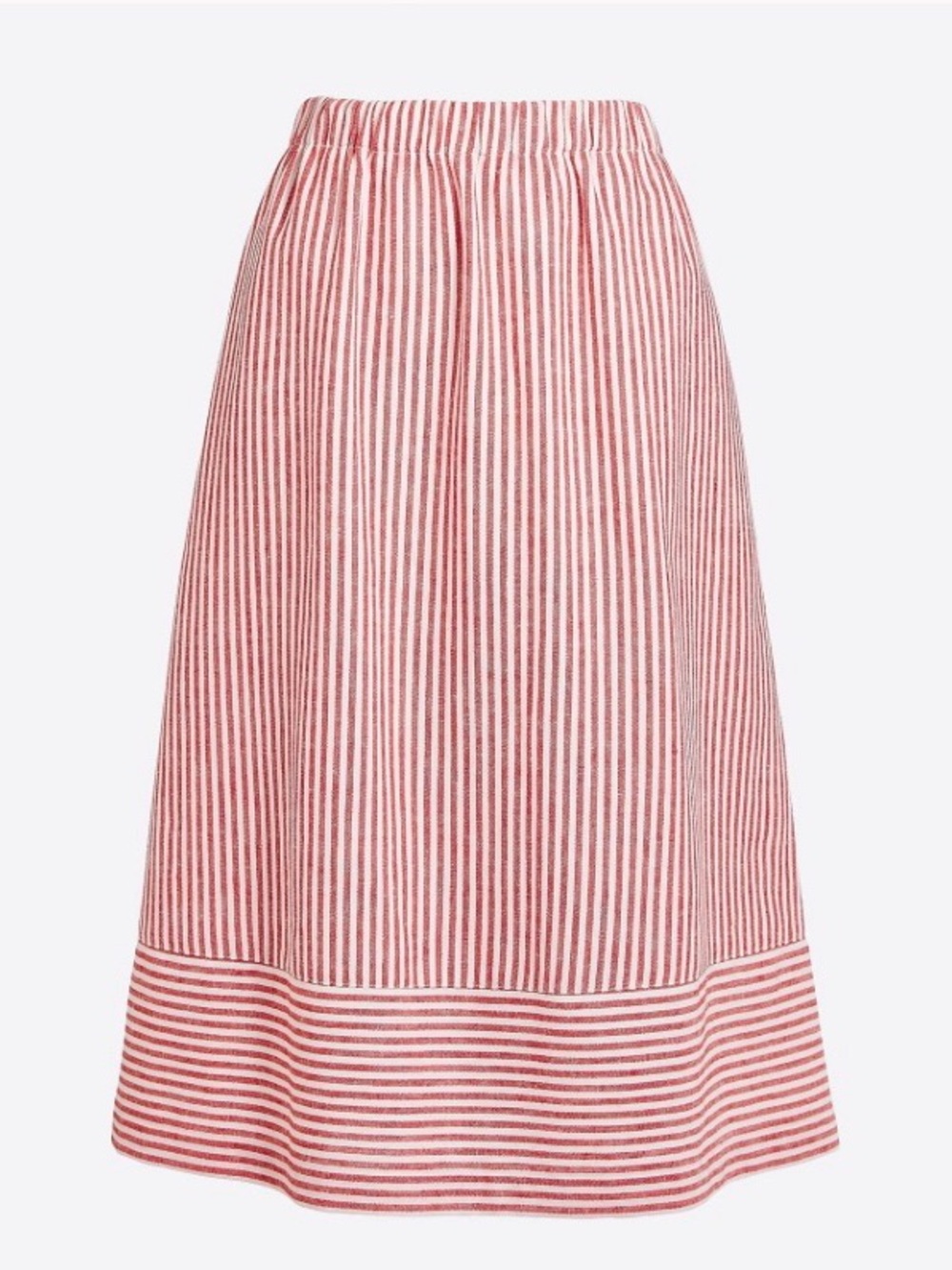 J. Crew Factory Striped Red and White Midi Skirt